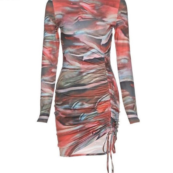 multicoloured longsleeve mini dress - Picture 2 of 4